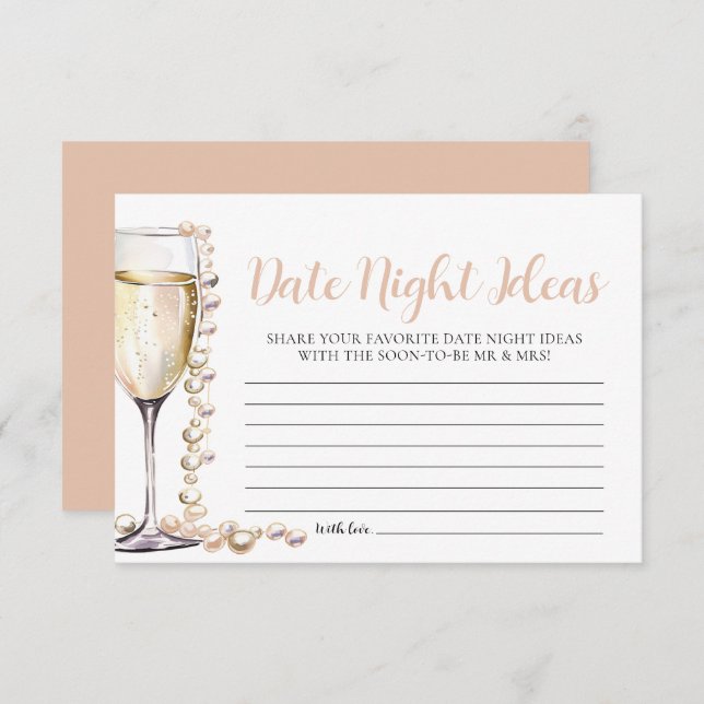Pearls and Prosecco Date Night Ideas Bridal Shower Enclosure Card (Front/Back)