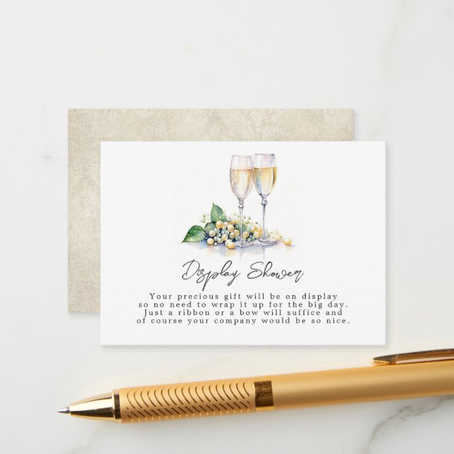 Pearls and Prosecco Display Shower Enclosure Card (Front/Back In Situ)