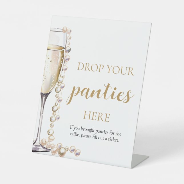 Pearls and Prosecco Drop Your Panties Game Sign (Front)