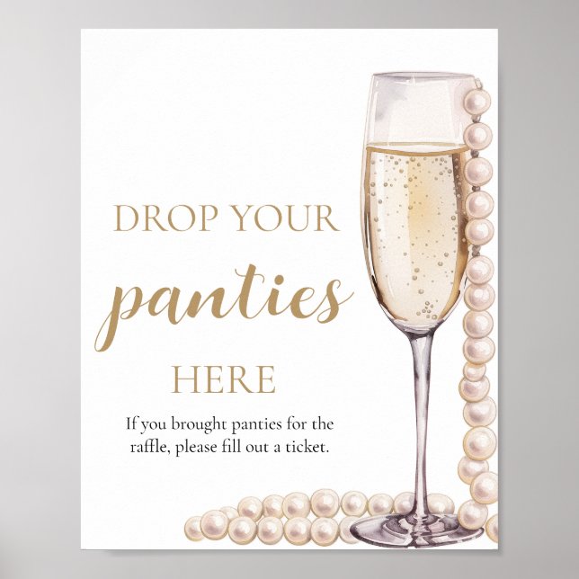 Pearls and Prosecco Drop Your Panties Game Sign (Front)