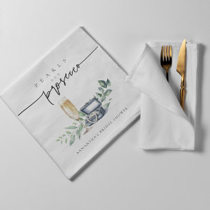 Pearls and Prosecco Elegant Gold Bridal Shower Napkin