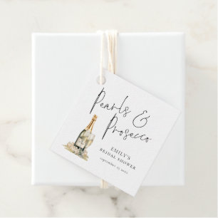 Pearls and Prosecco Elegant Script Bridal Shower Favour Tags