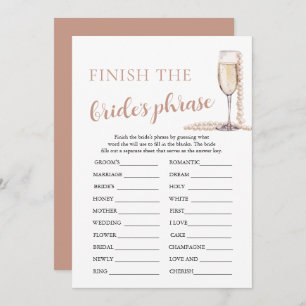 Pearls and Prosecco Finish the Bride's Phrase Game Invitation