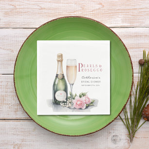 Pearls And Prosecco Floral Elegant Bridal Shower Napkin