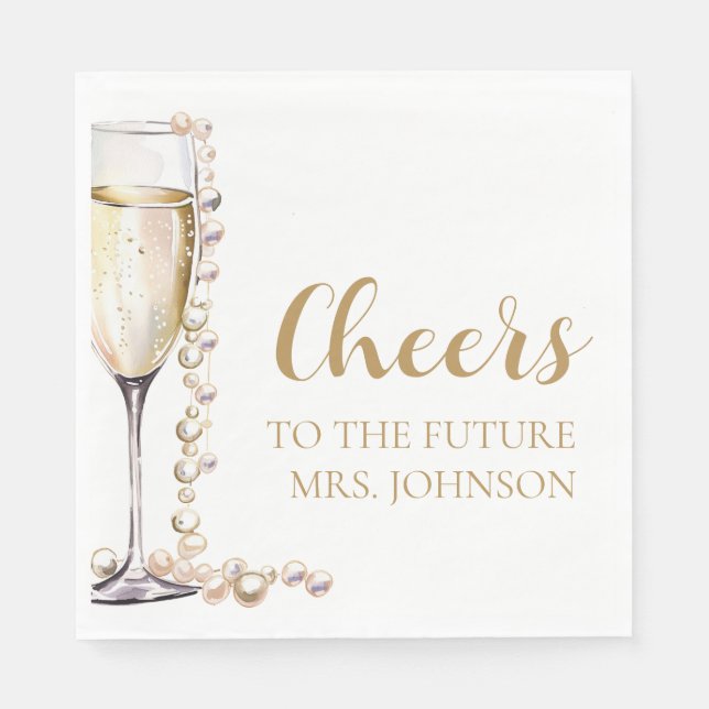 Pearls and Prosecco Future Mrs Bridal Shower Napkin (Front)