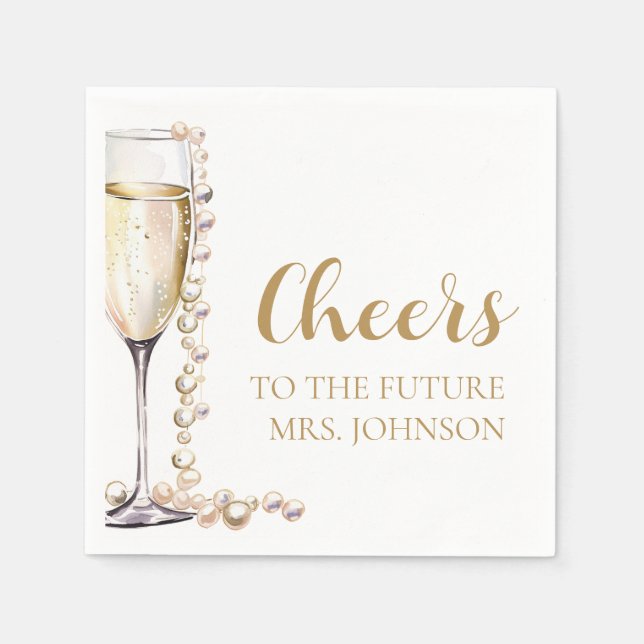Pearls and Prosecco Future Mrs Bridal Shower Napkin (Front)