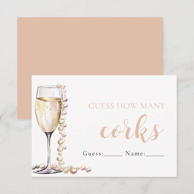 Pearls and Prosecco Guess How Many Corks Game Invitation (Front/Back)