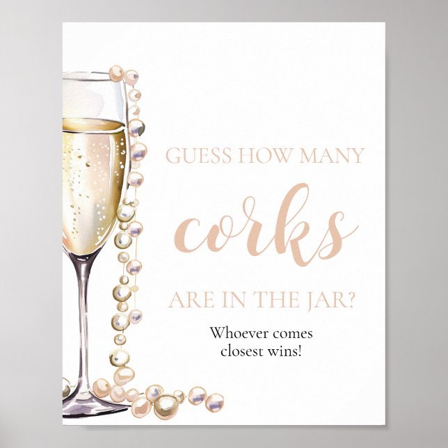 Pearls and Prosecco Guess How Many Corks Game Poster (Front)