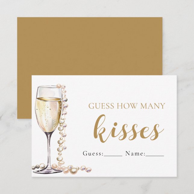Pearls and Prosecco Guess How Many Kisses Game Invitation (Front/Back)