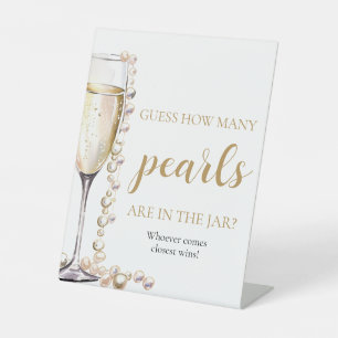 Pearls and Prosecco Guess How Many Pearls Game Pedestal Sign
