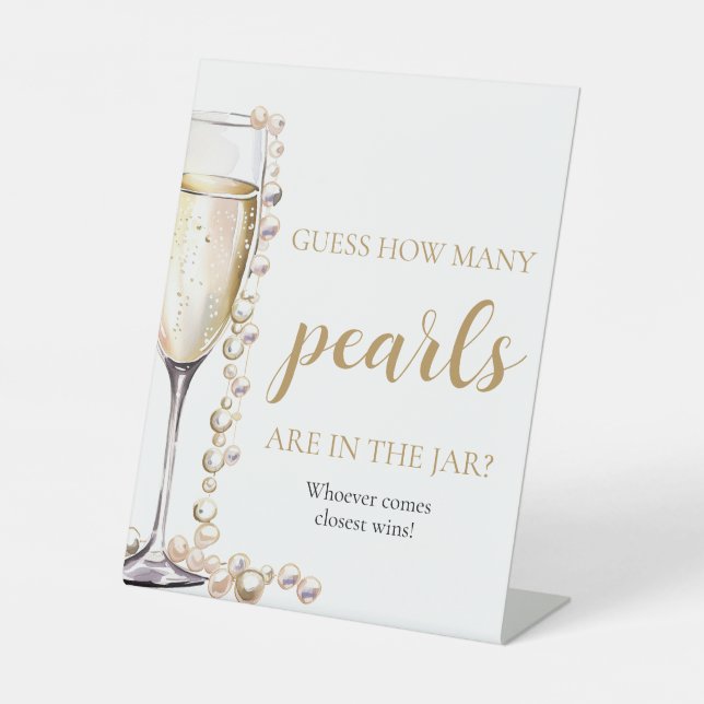 Pearls and Prosecco Guess How Many Pearls Game Pedestal Sign (Front)