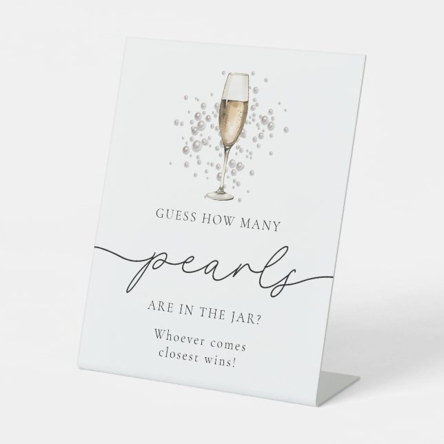 Pearls and Prosecco Guess How Many Pearls Game Pedestal Sign (Front)