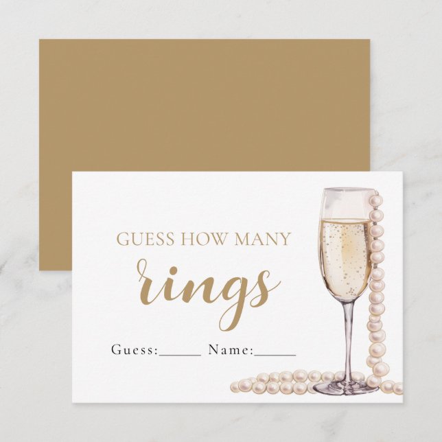 Pearls and Prosecco Guess How Many Rings Game Invitation (Front/Back)