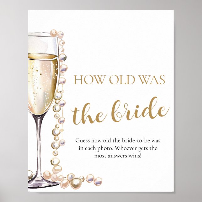 Pearls and Prosecco How Old was the Bride Game Poster (Front)