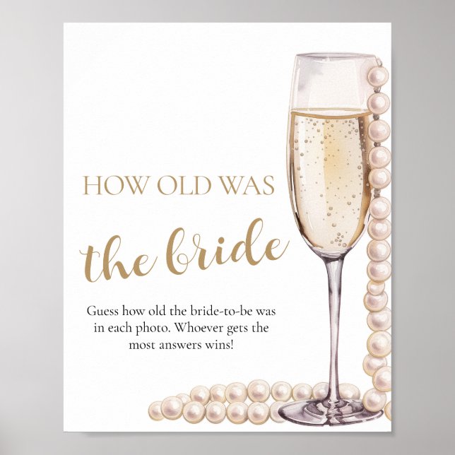 Pearls and Prosecco How Old was the Bride Game Poster (Front)