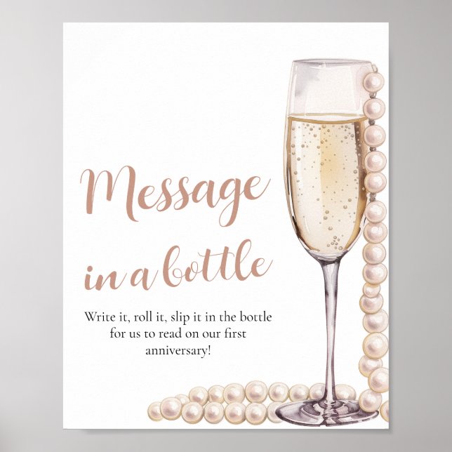 Pearls and Prosecco Message In A Bottle Sign Game (Front)