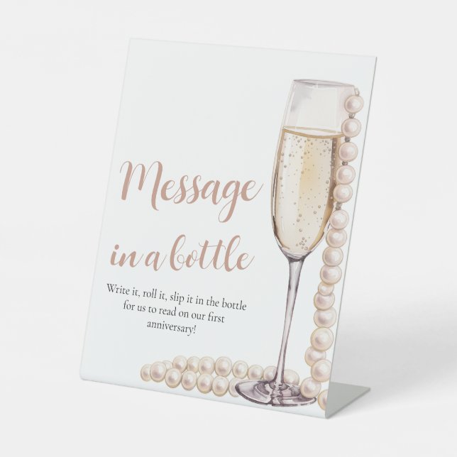 Pearls and Prosecco Message In A Bottle Sign Game (Front)
