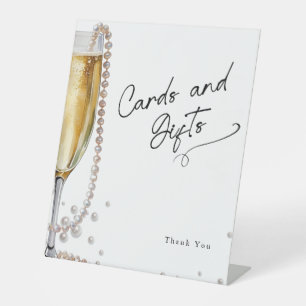 Pearls and Prosecco minimal Modern cards Pedestal Sign