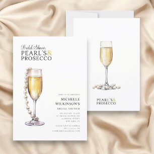 pearls and prosecco modern minimal bridal shower  invitation