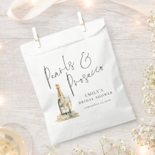 Pearls and Prosecco Modern Script Bridal Shower Favour Bag