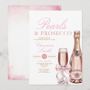 Pearls and Prosecco Necklace Bow Bridal Shower Invitation