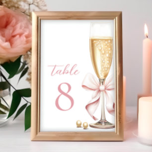 Pearls and Prosecco Pink Bow Table Numbers