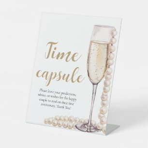 Pearls and Prosecco Time Capsule Bridal Shower Pedestal Sign