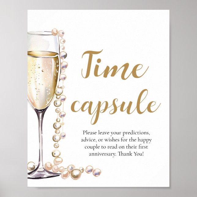 Pearls and Prosecco Time Capsule Bridal Shower  Poster (Front)