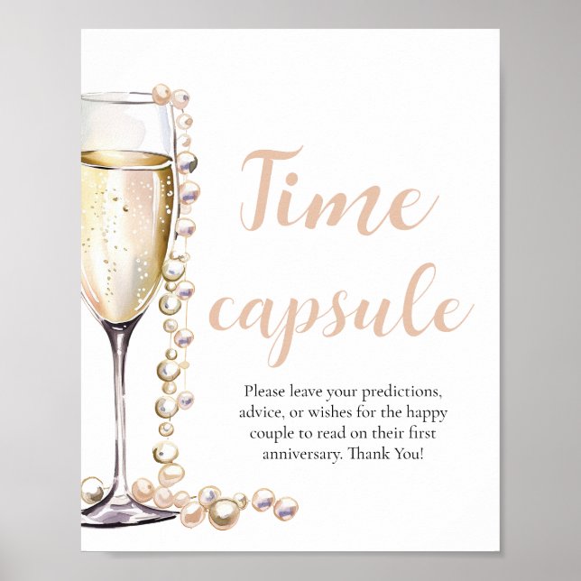 Pearls and Prosecco Time Capsule Bridal Shower  Poster (Front)