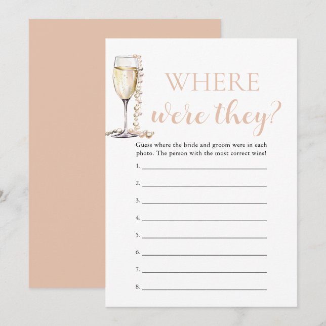 Pearls and Prosecco Where Were They Couple Game Invitation (Front/Back)