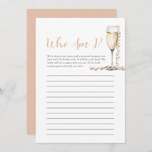 Pearls and Prosecco Who Am I Bridal Shower Game Invitation