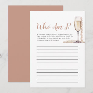 Pearls and Prosecco Who Am I Bridal Shower Game Invitation