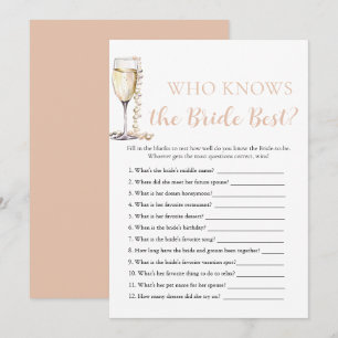 Pearls and Prosecco Who Knows the Bride Best Game Invitation