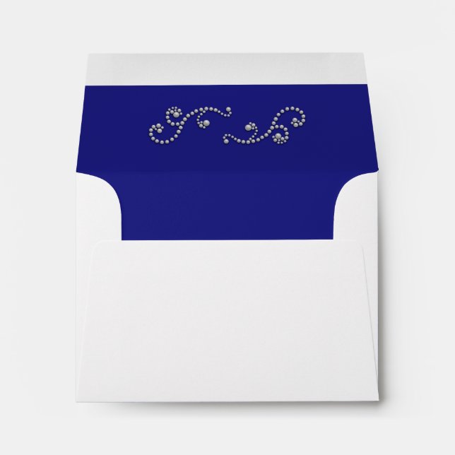 Pearls and Sapphire Blue RSVP Return Envelope (Back (Bottom))