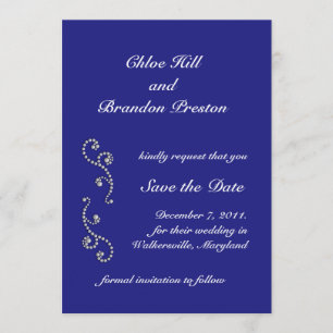 Pearls and Sapphire Blue Save the Date
