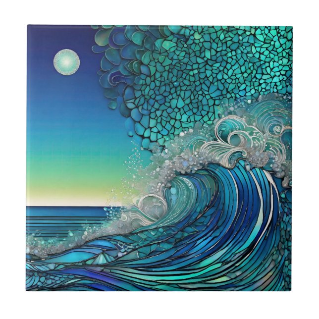 Pearls Beneath the Tide – Surreal Seascape Tile (Front)