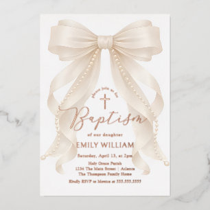 Pearls Bow Girl Baptism Christening