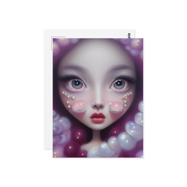 Pearls & Bubbles Girl Postcard (Front/Back In Situ)