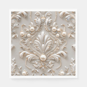 Pearls Crystals French Damask Embroidery Decoupage Napkin
