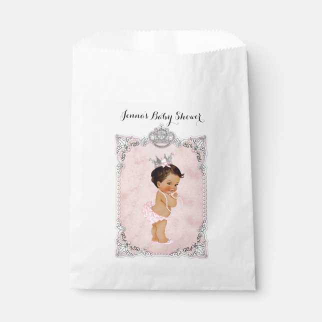 Pearls Diamonds Princess Baby Girl Blush Pink  Favour Bag (Front)
