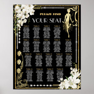 Pearls Floral Art Déco Gatsby Roaring 20s Siège