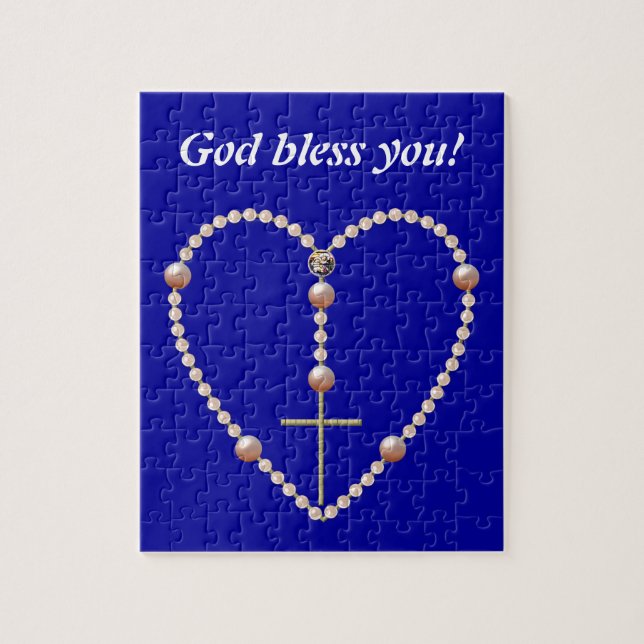 "Pearls" heart shaped Rosary Jigsaw Puzzle (Vertical)