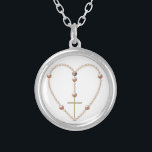 "Pearls" heart-shaped Rosary Necklace<br><div class="desc">"Pearls" heart shaped Rosary Necklace. There are no real pearls on this necklace.  Feel free to change the colour of the background via Zazzle's great customization tools.</div>