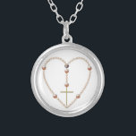 "Pearls" heart-shaped Rosary Necklace<br><div class="desc">"Pearls" heart shaped Rosary Necklace. There are no real pearls on this necklace.  Feel free to change the colour of the background via Zazzle's great customization tools.</div>