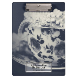 Pearls in Tea Cup Vintage Modern Glam Personalized Clipboard