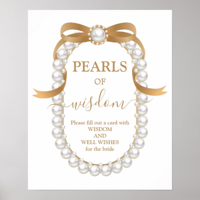 Pearls of wisdom Bridal Shower sign (Front)