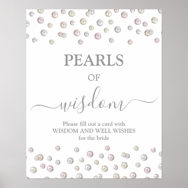 Pearls of wisdom Bridal Shower sign (Front)