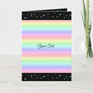 Pearls on Black and Rainbow Note Card