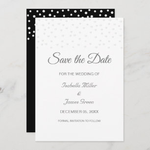 Pearls on Black & White Wedding Save the Date Card