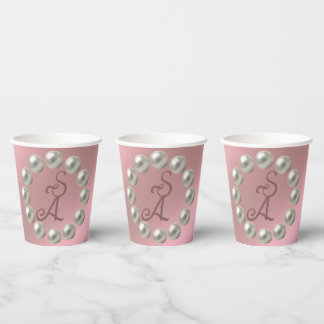 Pearls on Pink Paper Cups